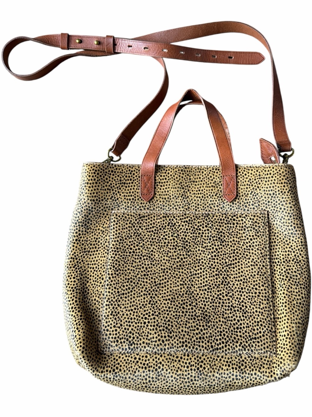 Madewell Spotted Calf Hair Transport Purse Crossbody Adjustable Strap Bag